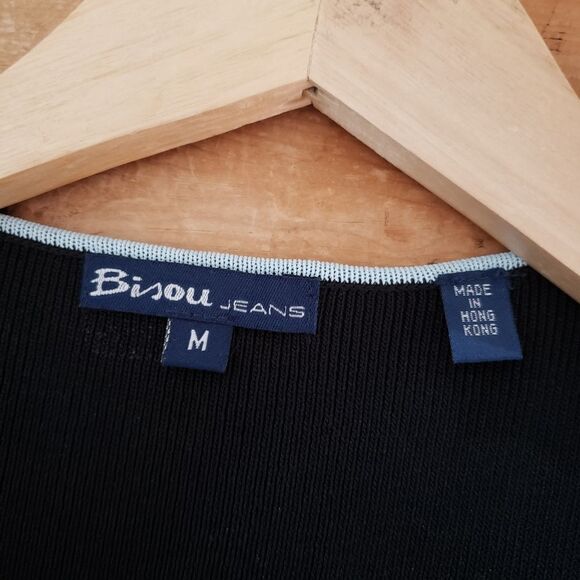 Bisou Jeans Medium Navy Blue Sleeveless Dress with Light Blue Trim NWT - Picture 6 of 12